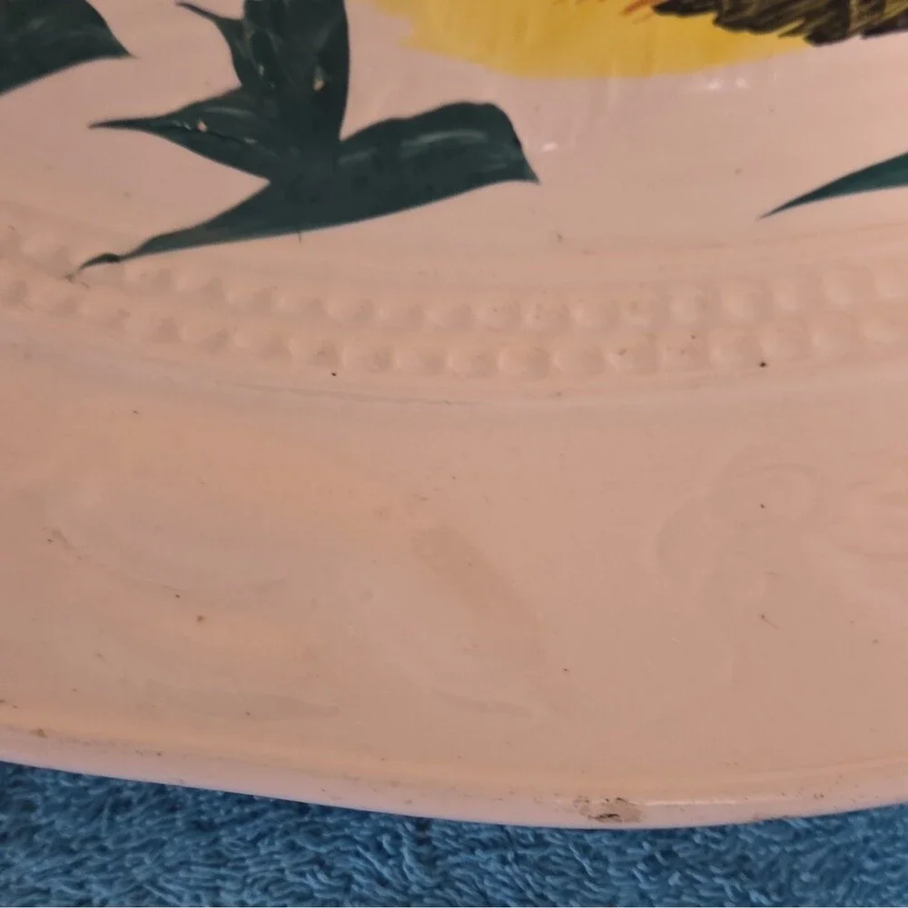 Hand Painted Ceramic Turkey Oval Platter Decorative Thanksgiving Birds Theme